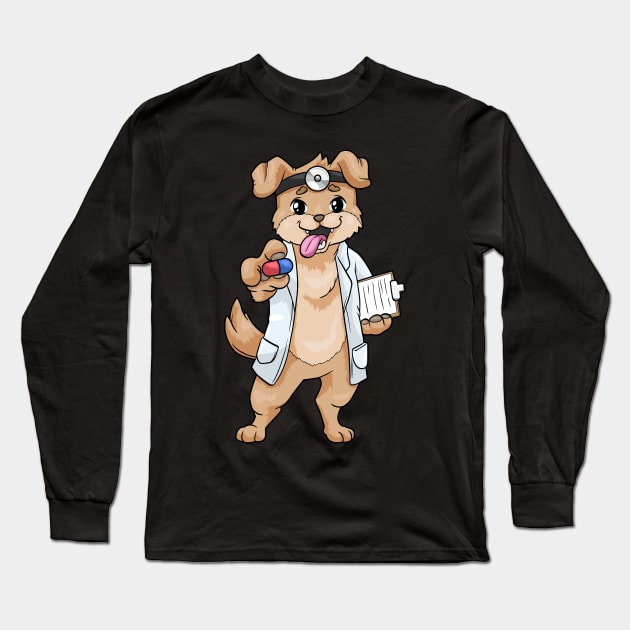 Funny dog as a doctor Long Sleeve T-Shirt by Markus Schnabel